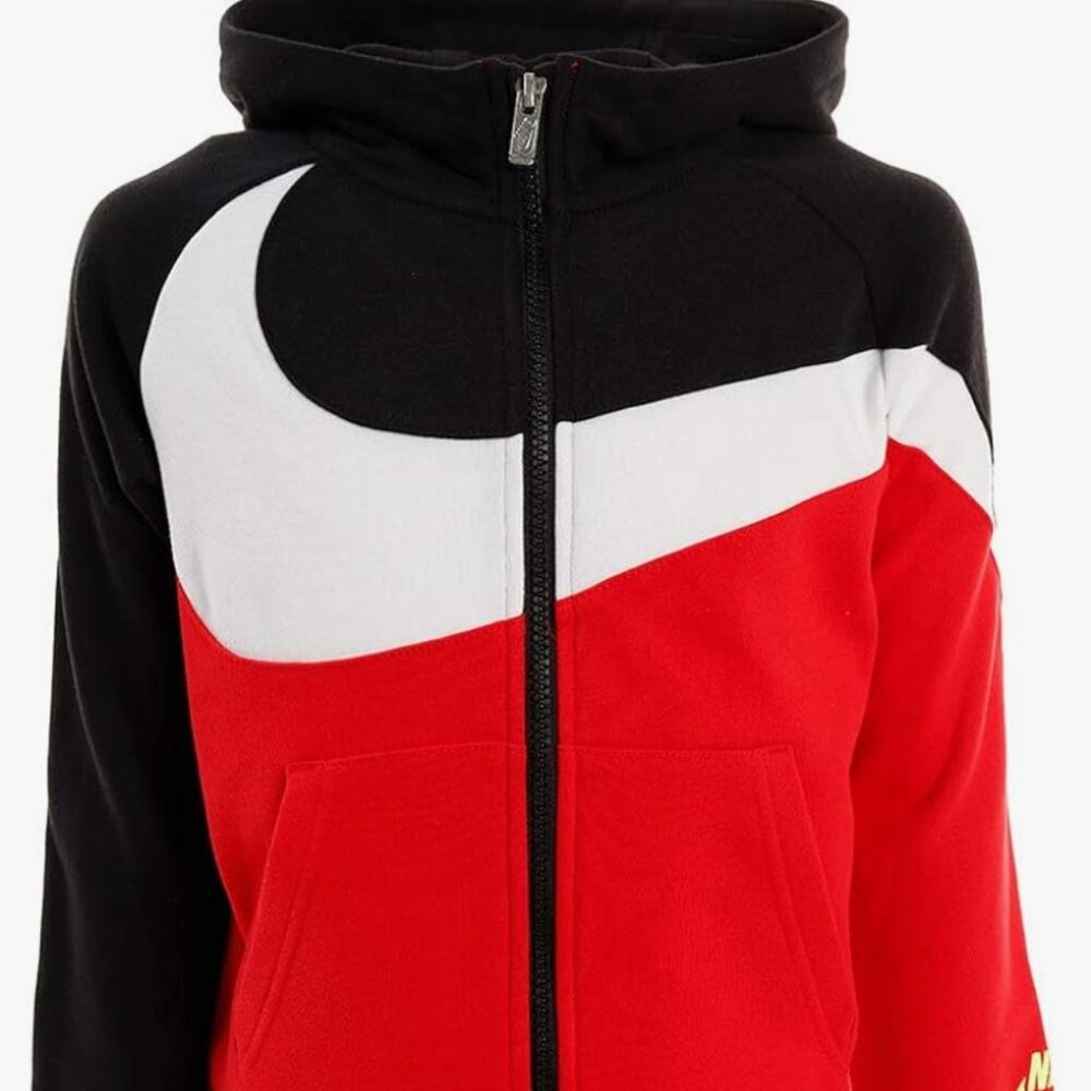 Nike Zip Front Hooded Sweatshirt Shirt With Nike Swoosh Logo Across The Chest